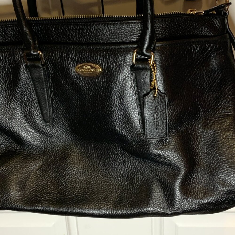 Coach Morgan Black Pebbled Leather Top Handle Satchel Bag Purse Retail $498.00 - Picture 2 of 12